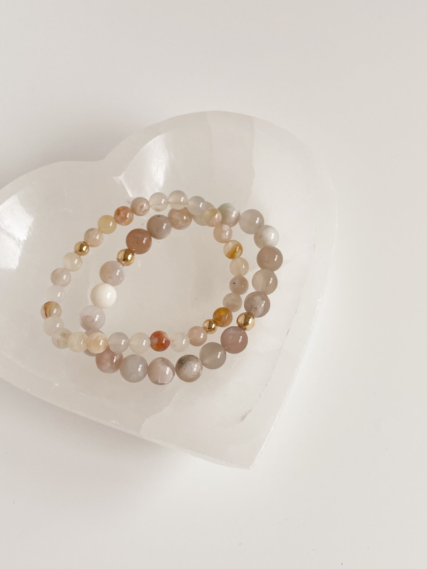 DUO BRACELET - FLOWER AGATE, 6MM