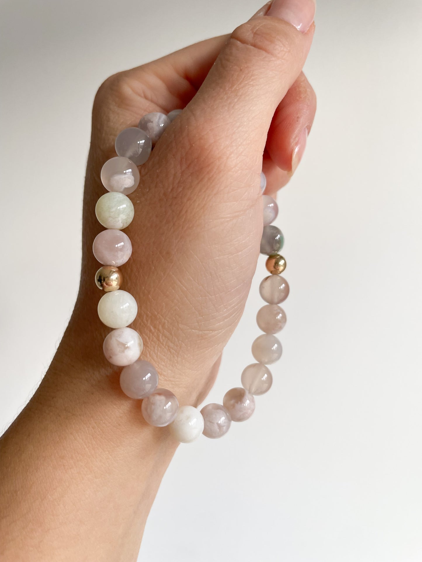 READY TO SHIP/PICKUP - DUO BRACELET - FLOWER AGATE, 8MM