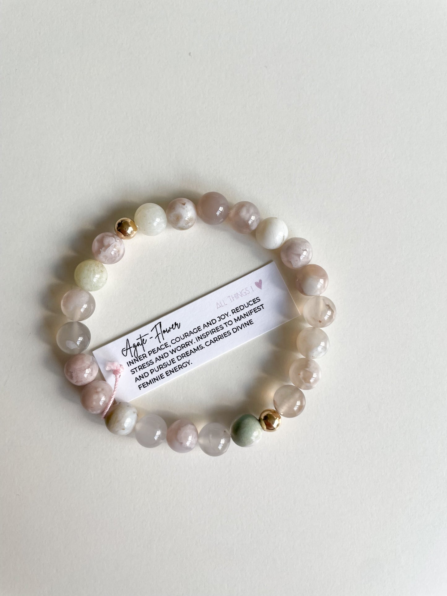 READY TO SHIP/PICKUP - DUO BRACELET - FLOWER AGATE, 8MM