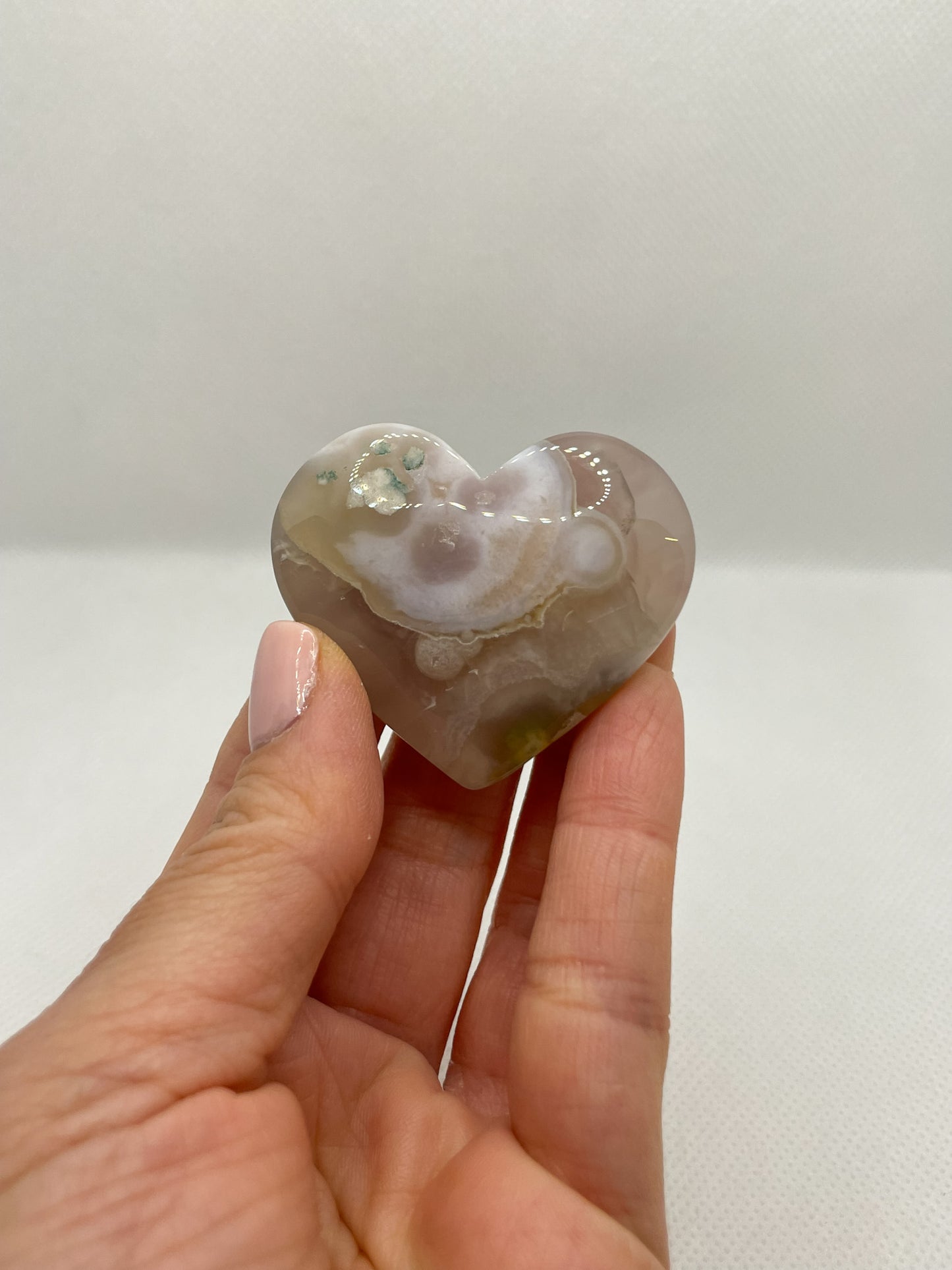 GEMSTONE HEART - GREEN FLOWER AGATE