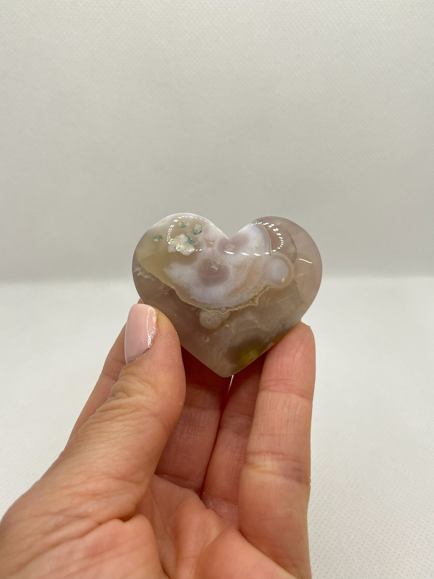 GEMSTONE HEART - GREEN FLOWER AGATE