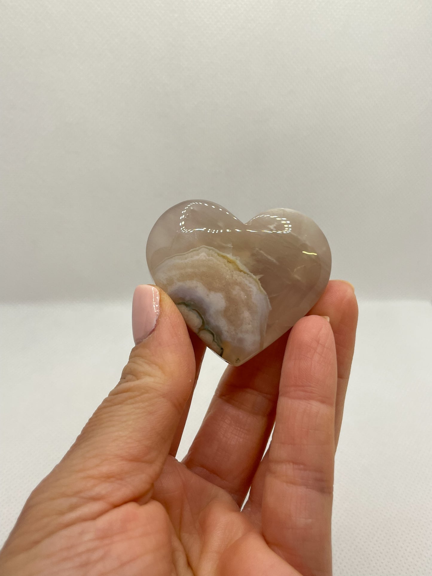 GEMSTONE HEART - GREEN FLOWER AGATE