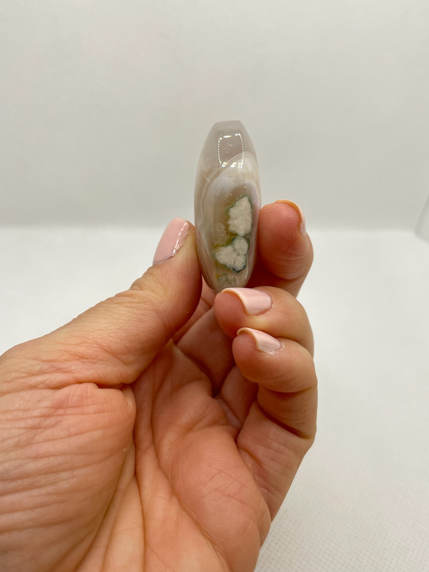 GEMSTONE HEART - GREEN FLOWER AGATE