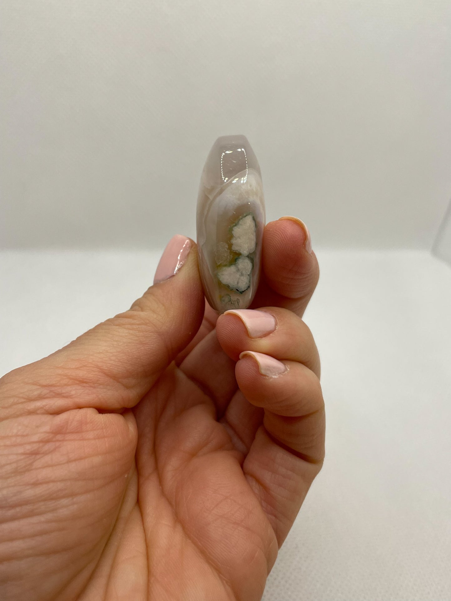 GEMSTONE HEART - GREEN FLOWER AGATE