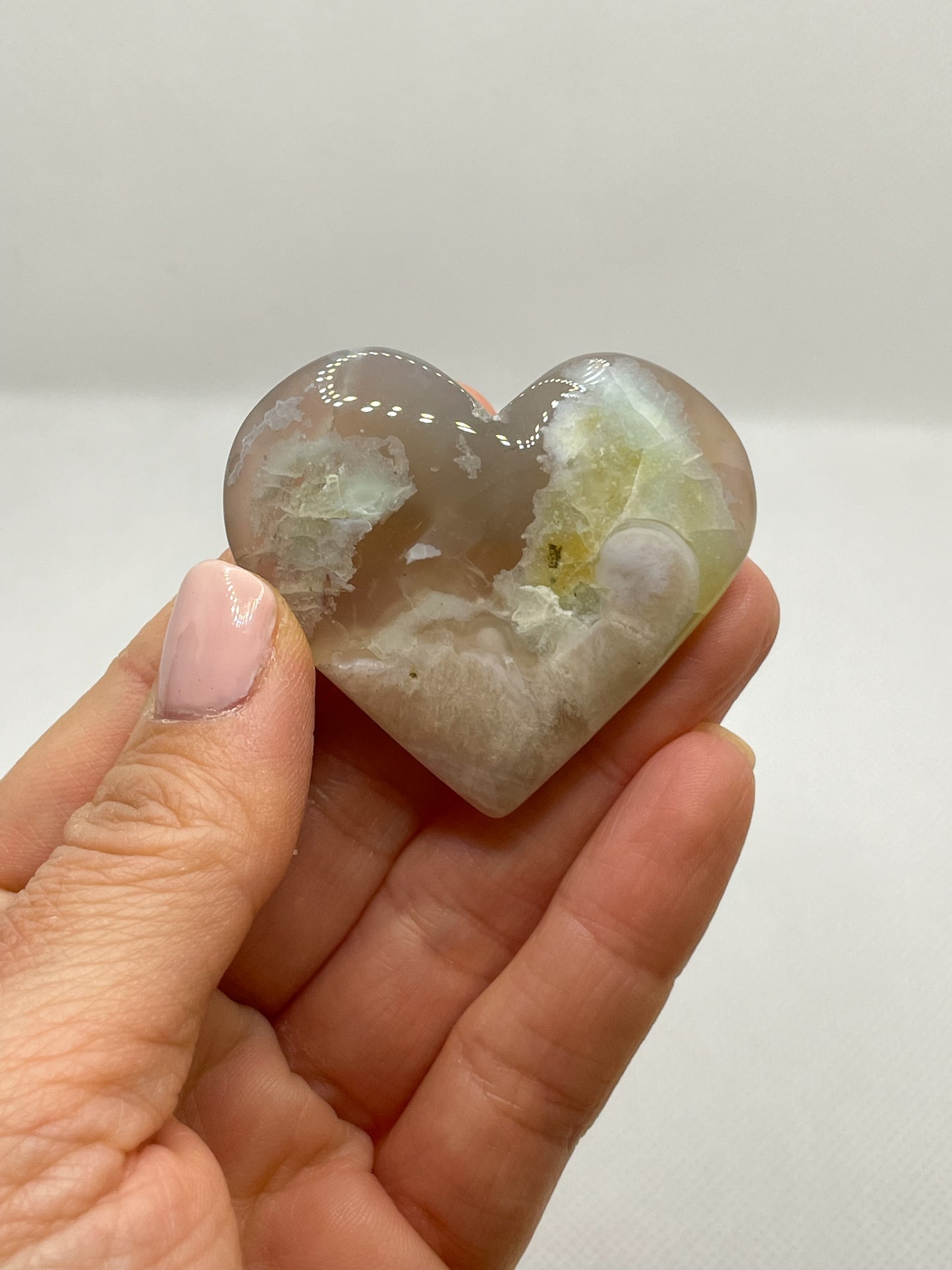 GEMSTONE HEART - GREEN FLOWER AGATE