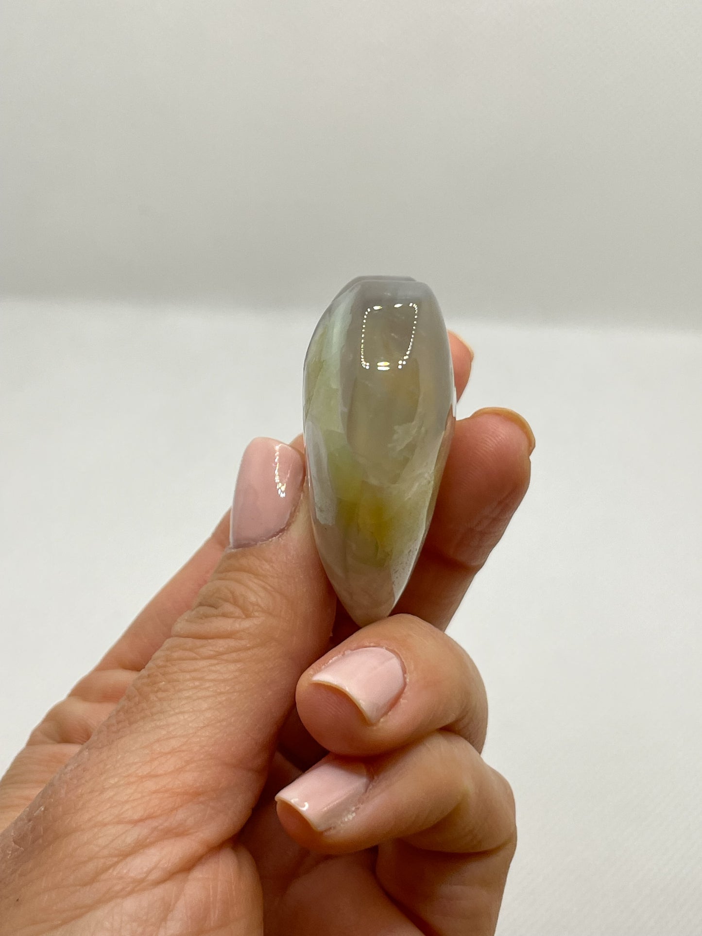 GEMSTONE HEART - GREEN FLOWER AGATE