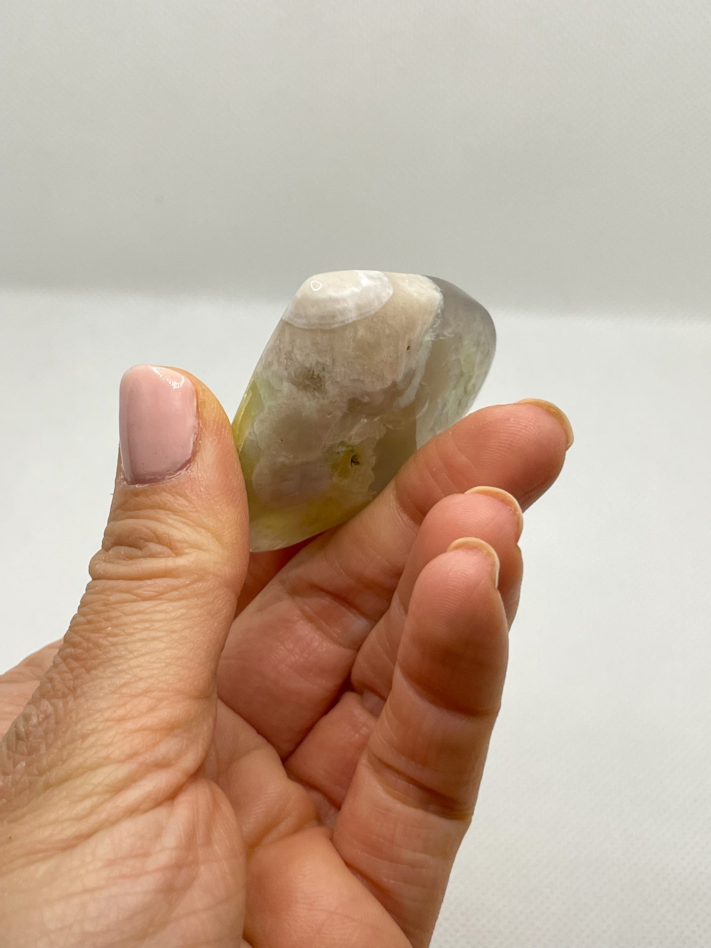 GEMSTONE HEART - GREEN FLOWER AGATE