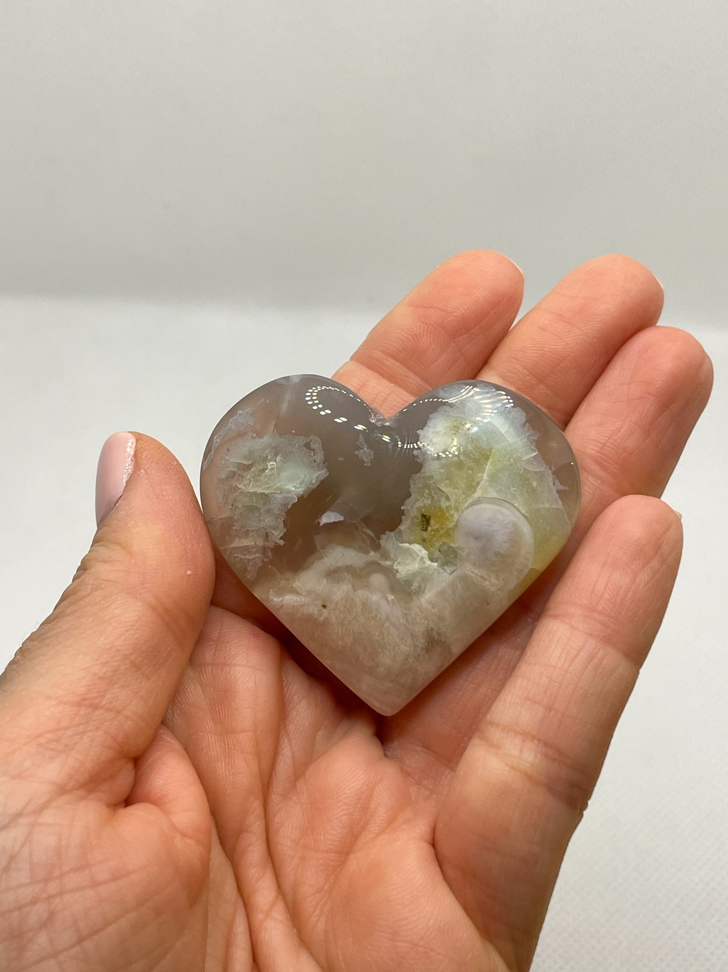 GEMSTONE HEART - GREEN FLOWER AGATE