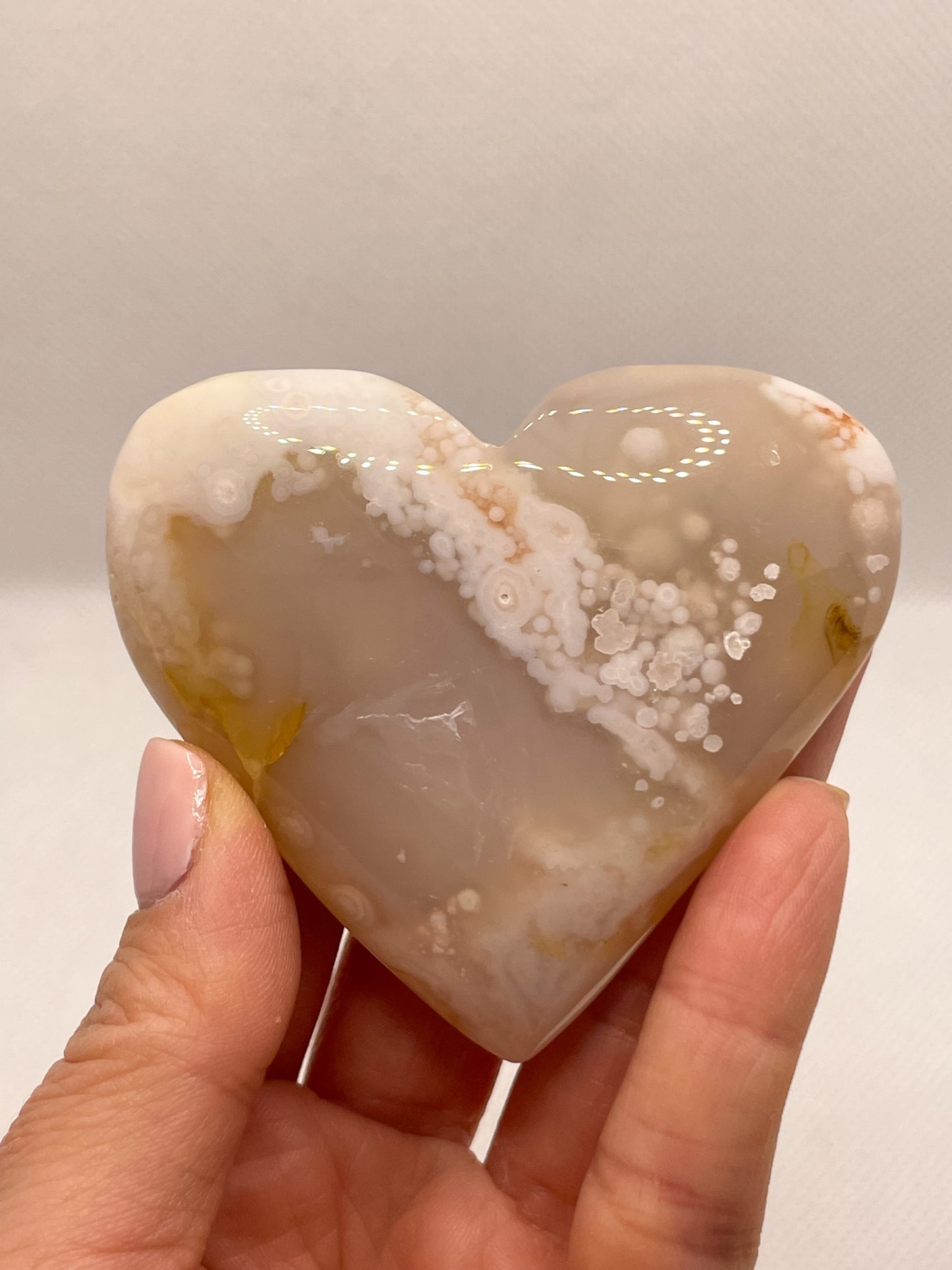 GEMSTONE HEART - FLOWER AGATE