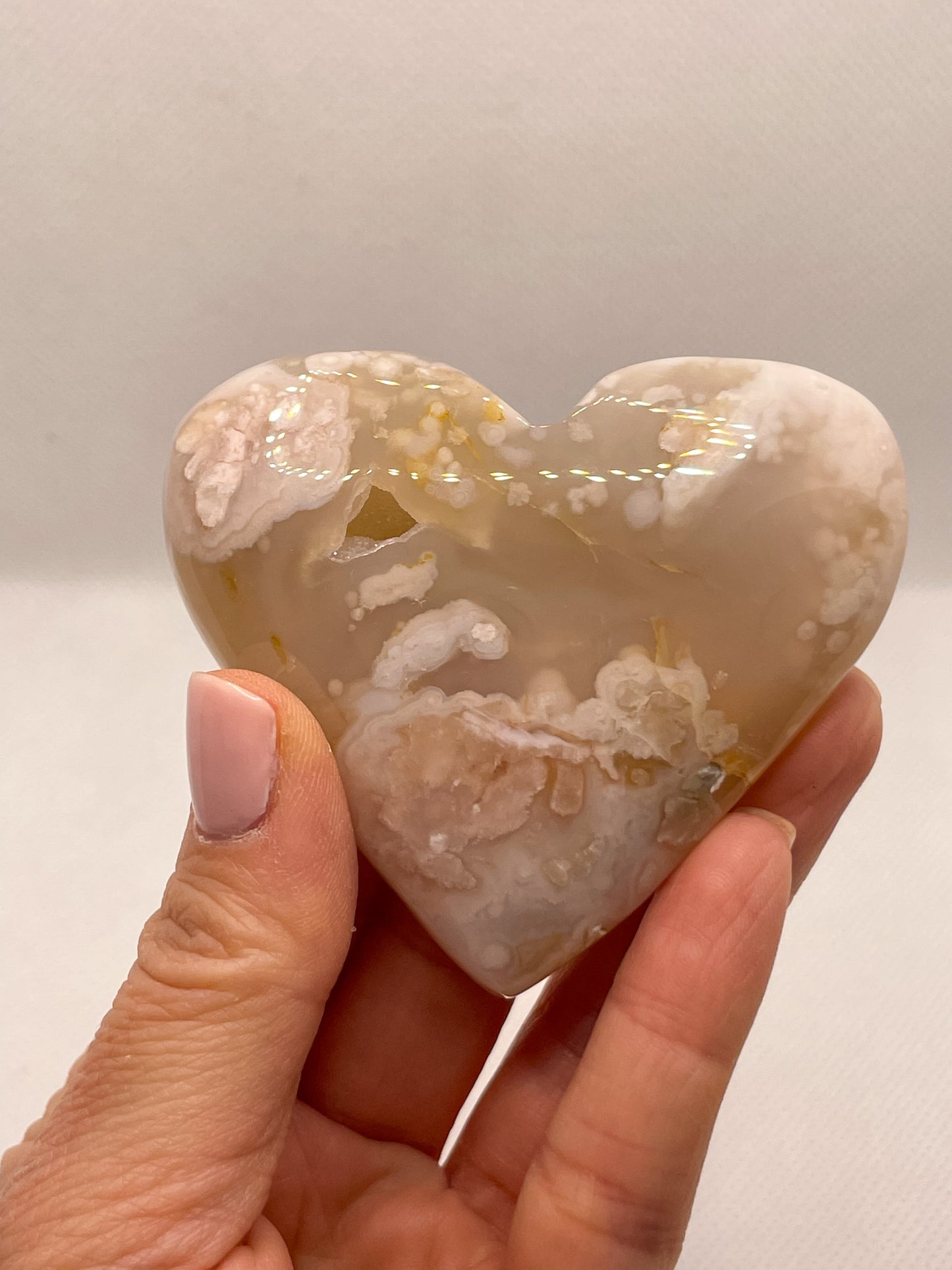 GEMSTONE HEART - FLOWER AGATE