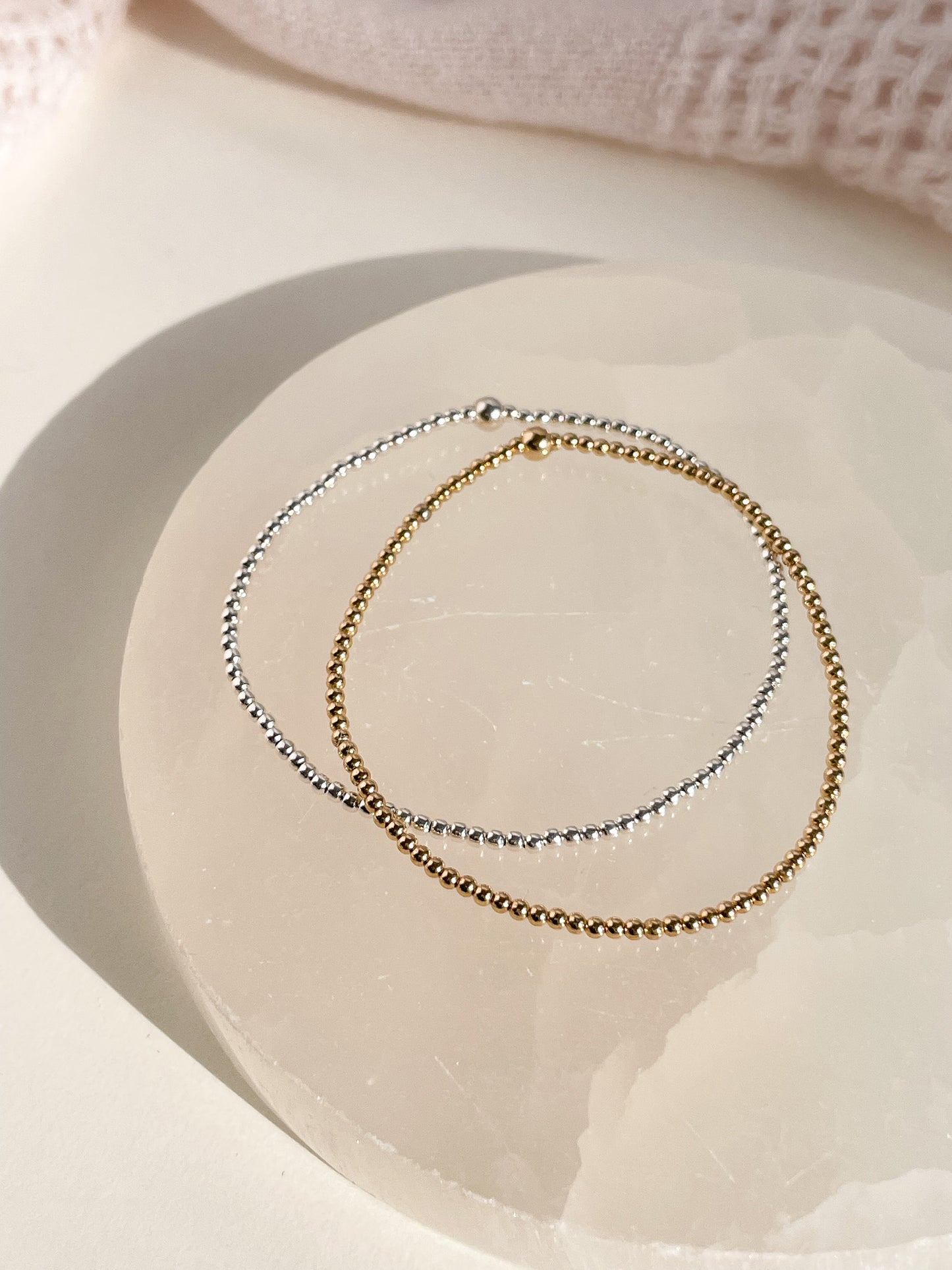 2MM 14K GOLD FILLED BEADED BRACELET