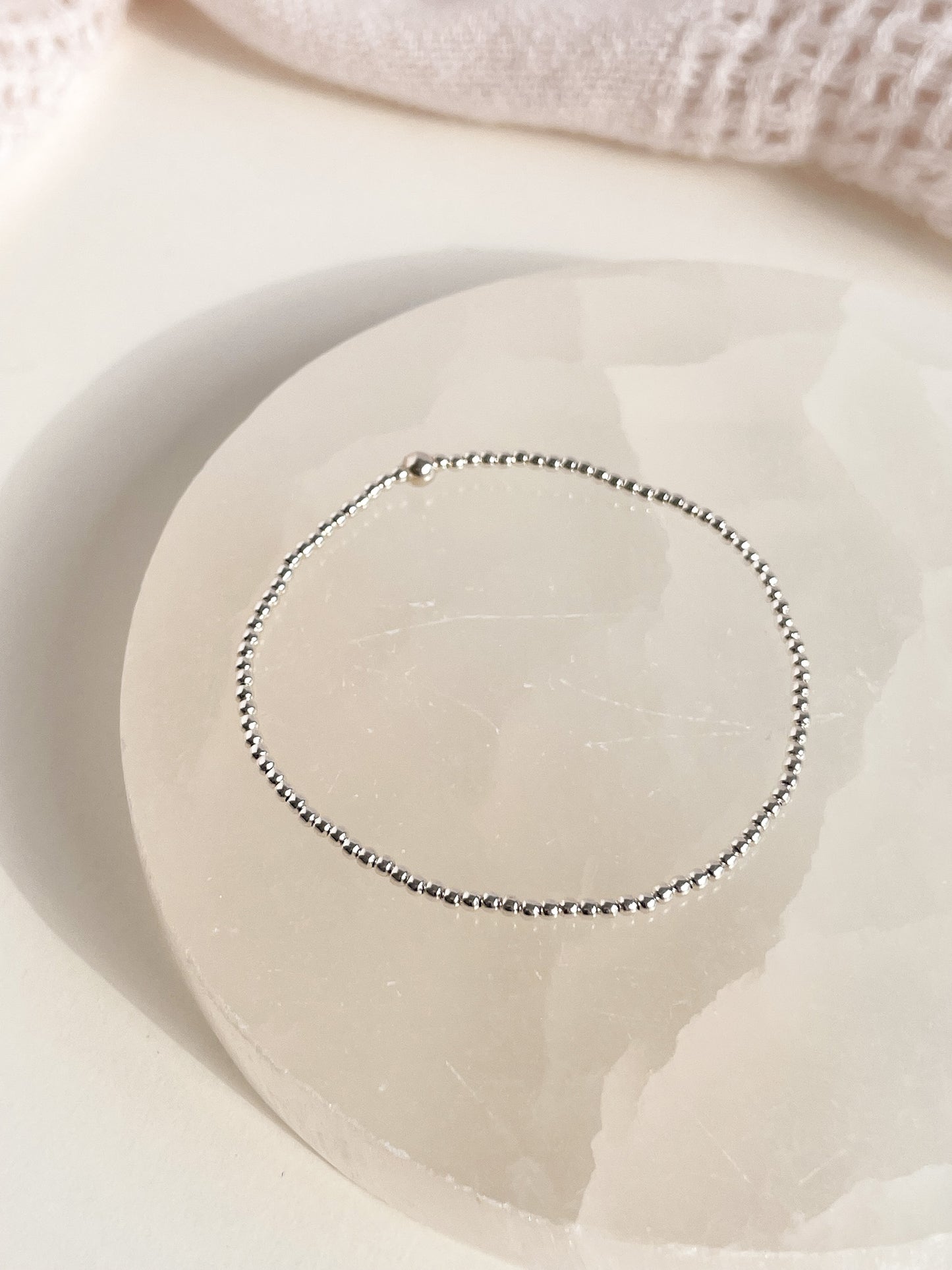 2MM STERLING SILVER BEADED BRACELET