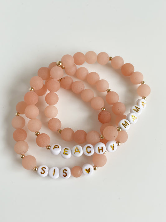 LETTER BEAD BRACELET - MATTE PEACHY SUNSTONE 8MM