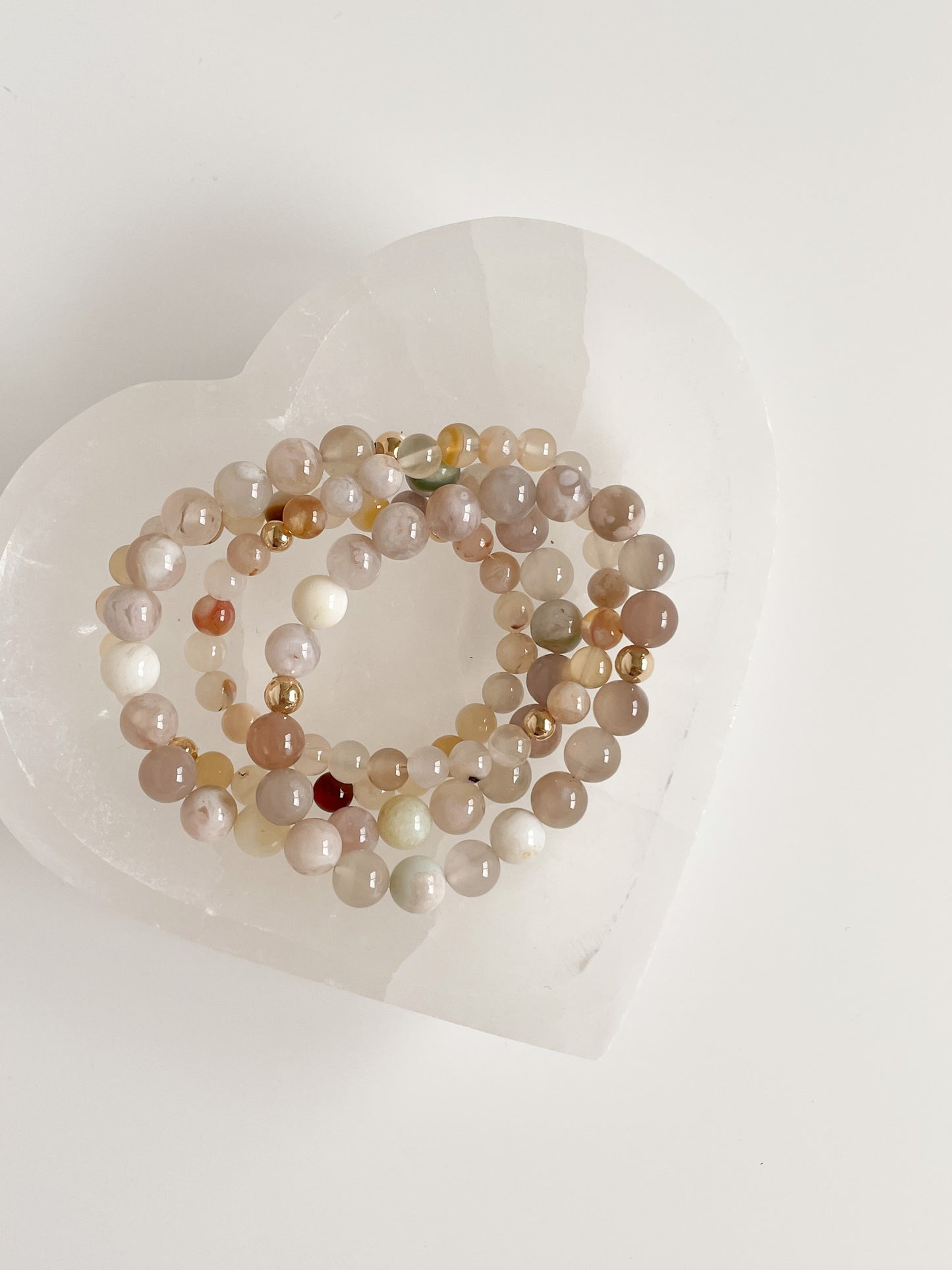 DUO BRACELET - FLOWER AGATE, 8MM