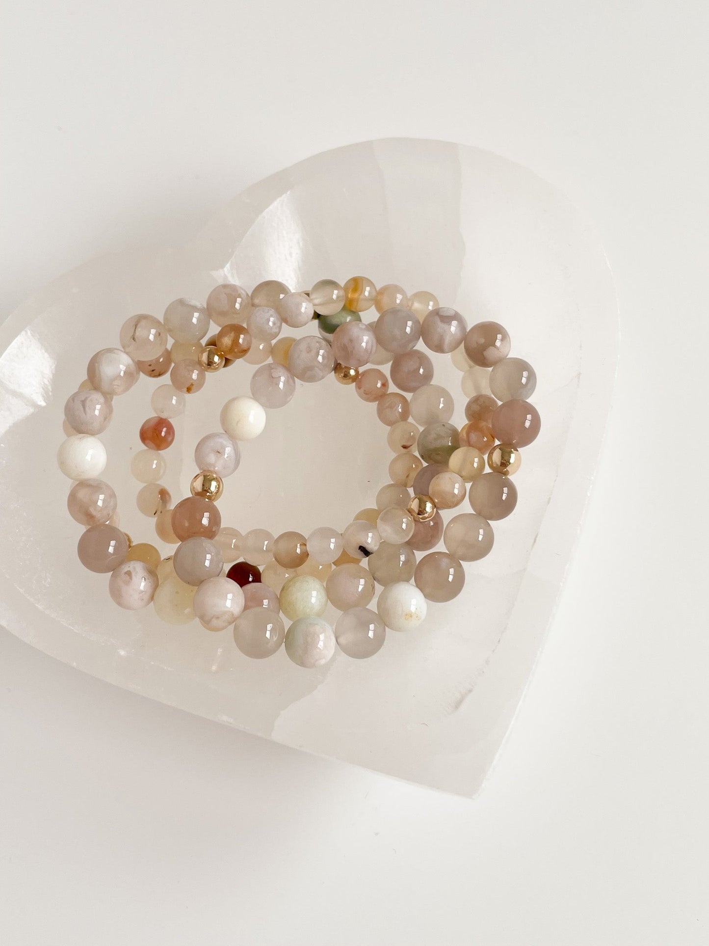 DUO BRACELET - FLOWER AGATE, 6MM