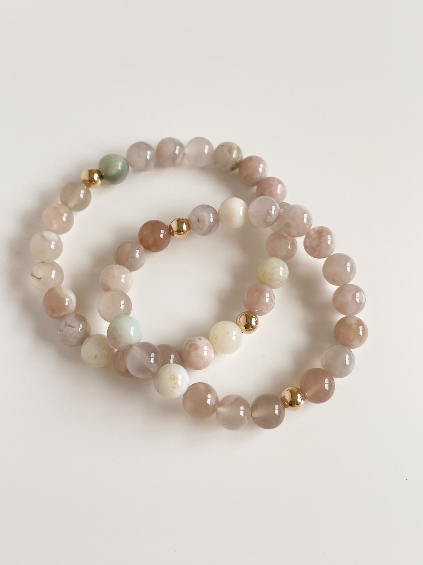 DUO BRACELET - FLOWER AGATE, 8MM