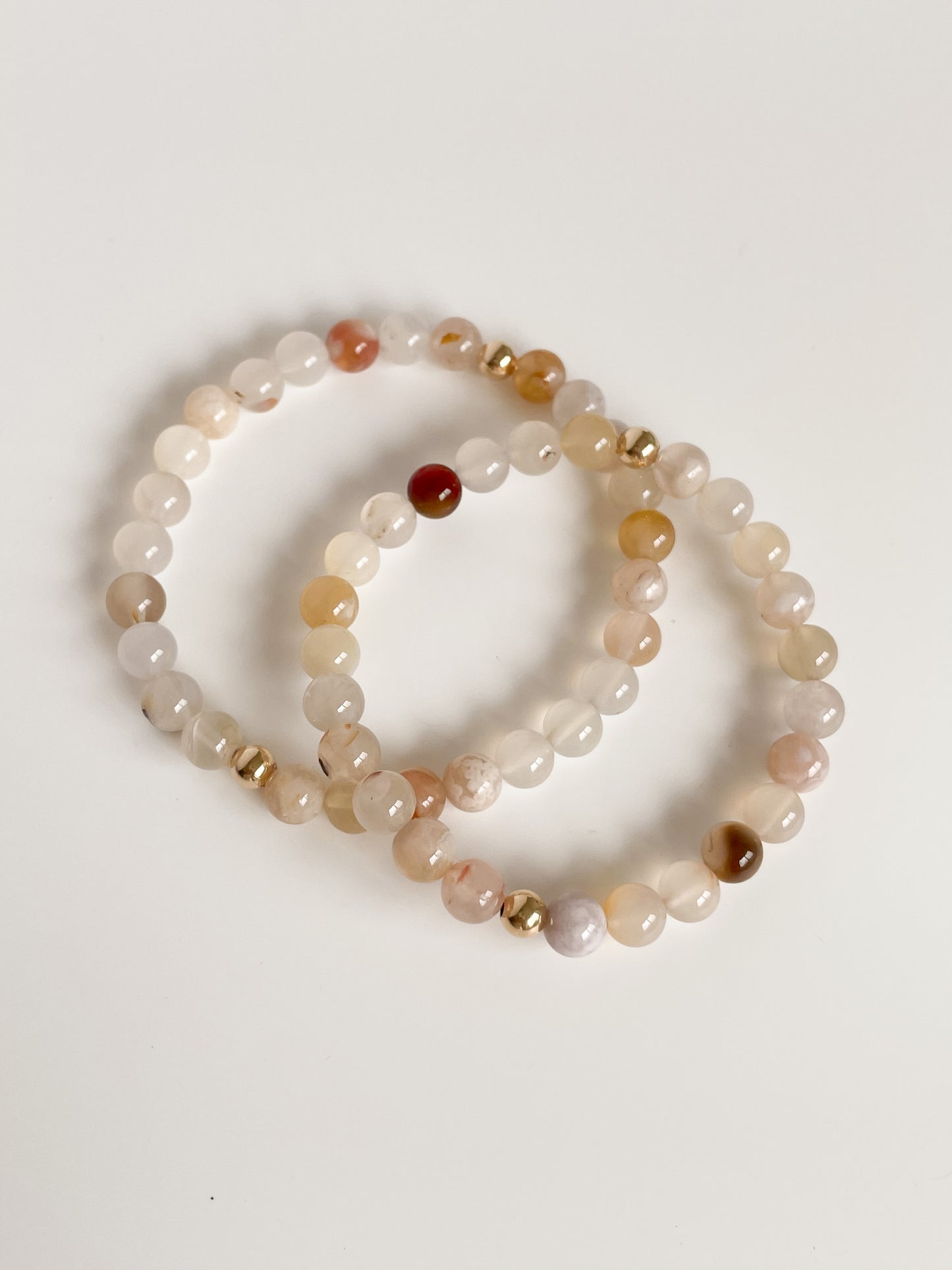DUO BRACELET - FLOWER AGATE, 6MM
