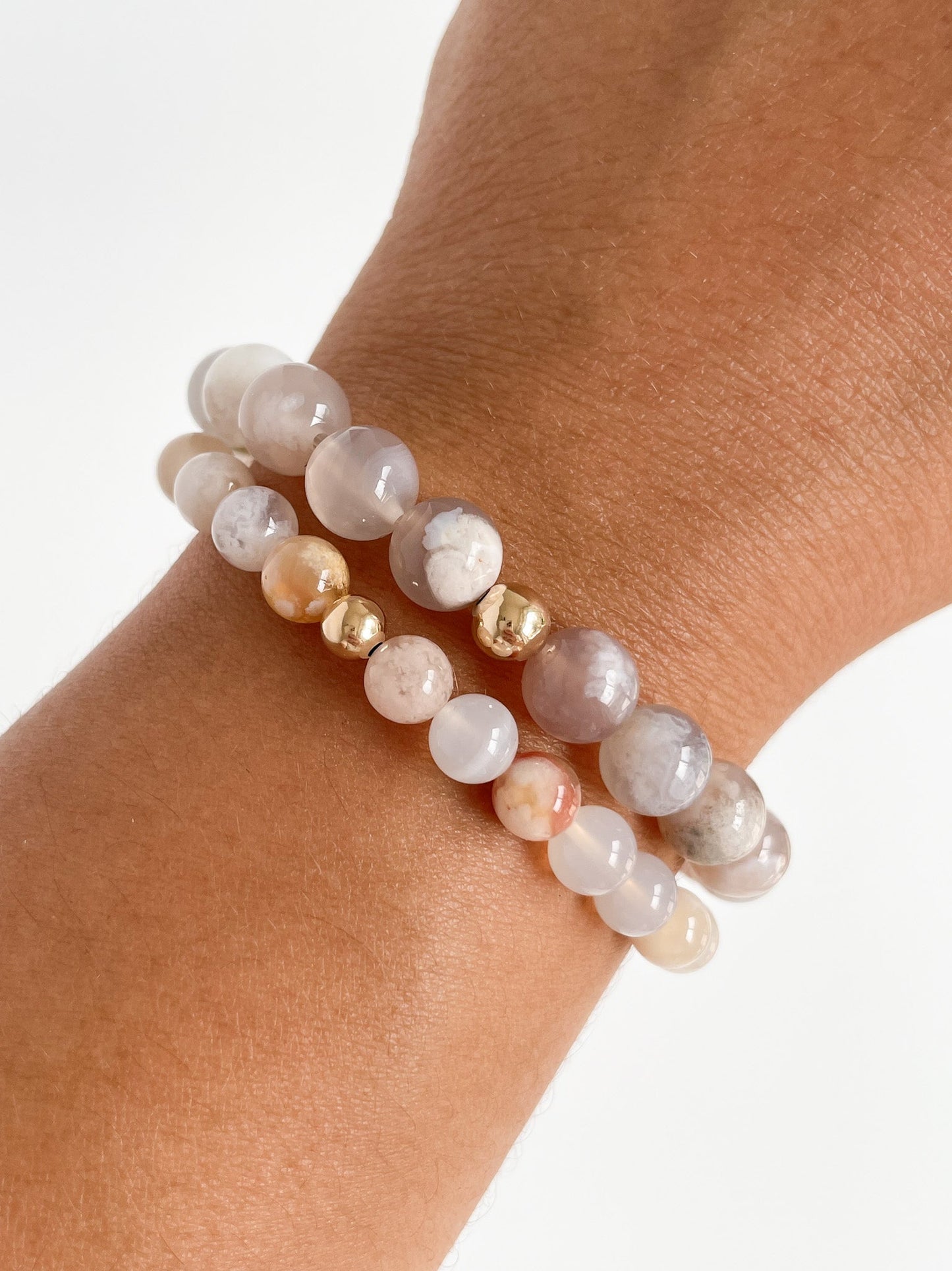 DUO BRACELET - FLOWER AGATE, 6MM