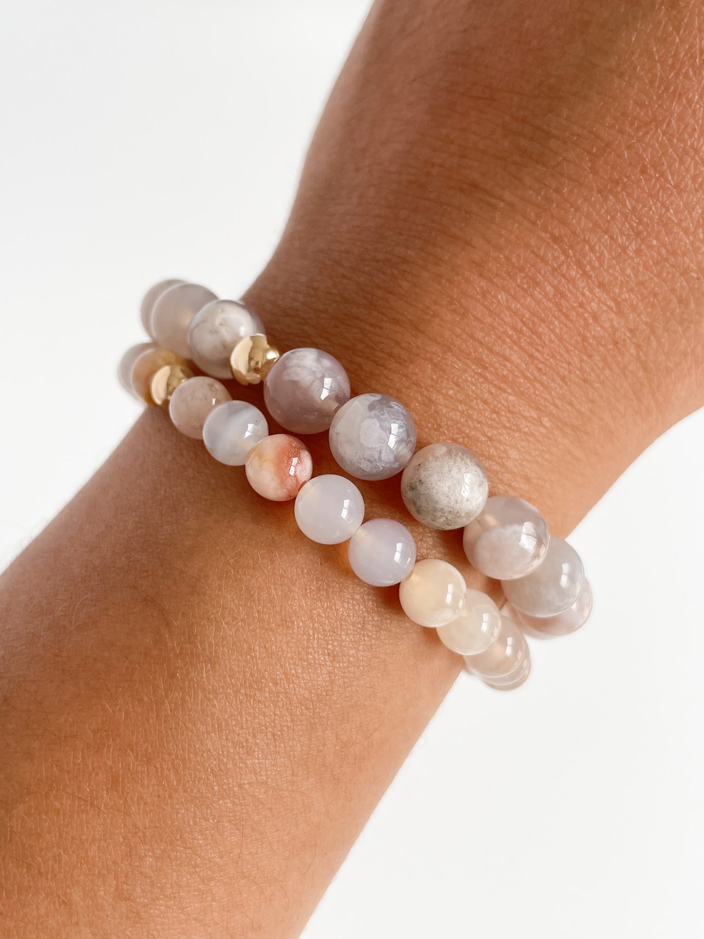 DUO BRACELET - FLOWER AGATE, 8MM