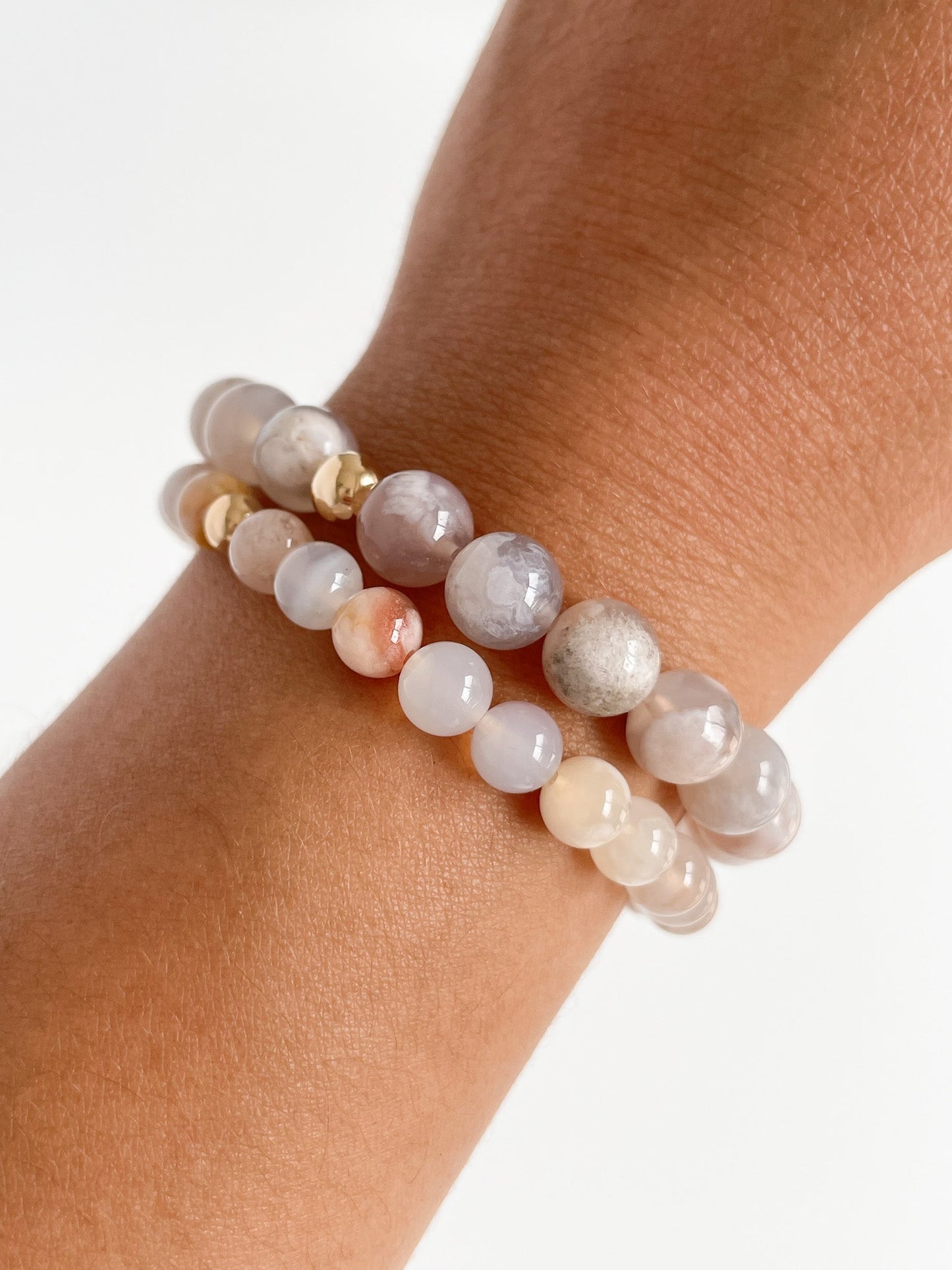 DUO BRACELET - FLOWER AGATE, 6MM