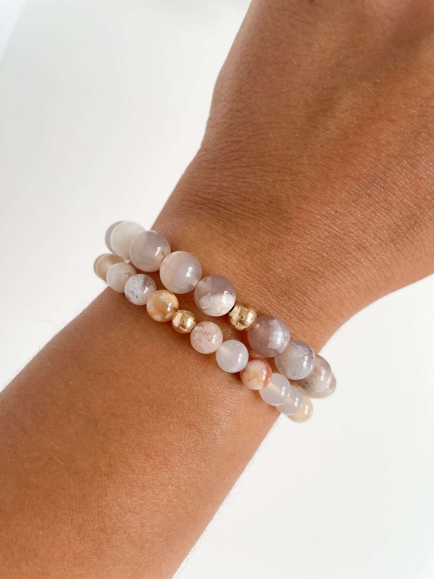 DUO BRACELET - FLOWER AGATE, 8MM