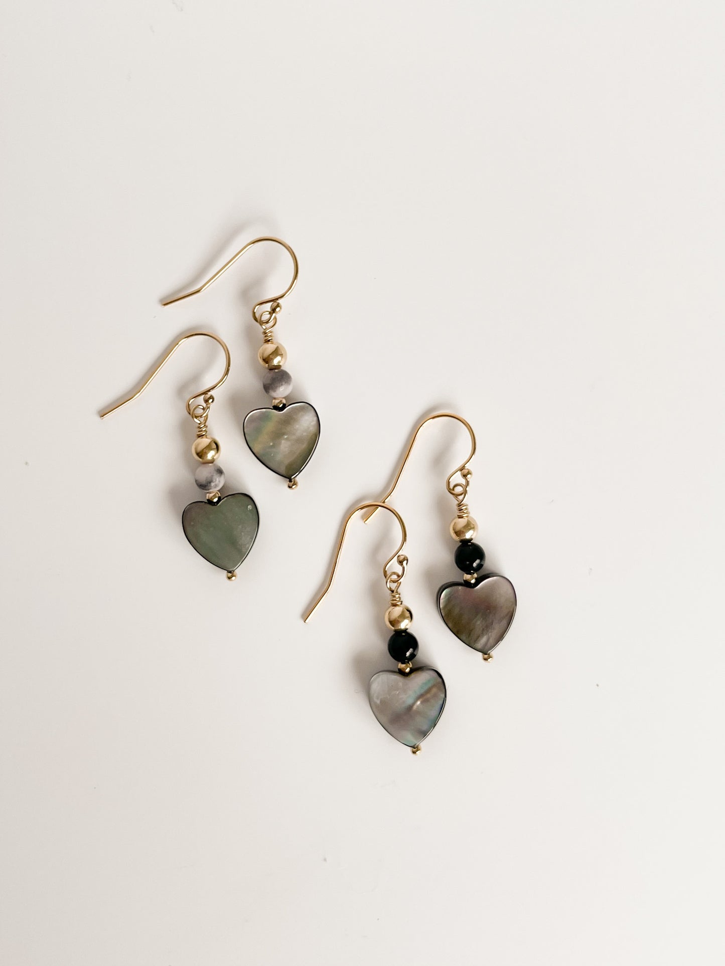 SWEET GREY HEART EARRINGS - TOURMALINE