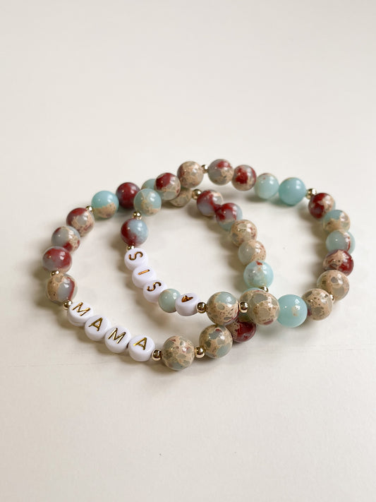 LETTER BEAD BRACELET - IMPRESSION JASPER 8MM