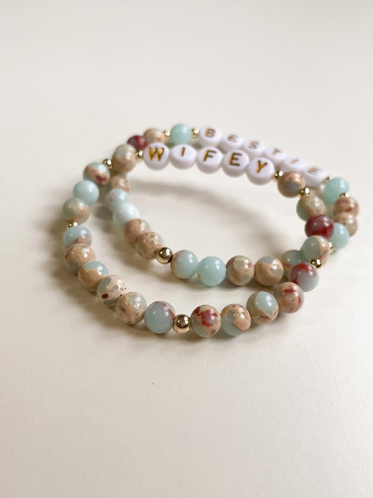 LETTER BEAD BRACELET - IMPRESSION JASPER 6MM