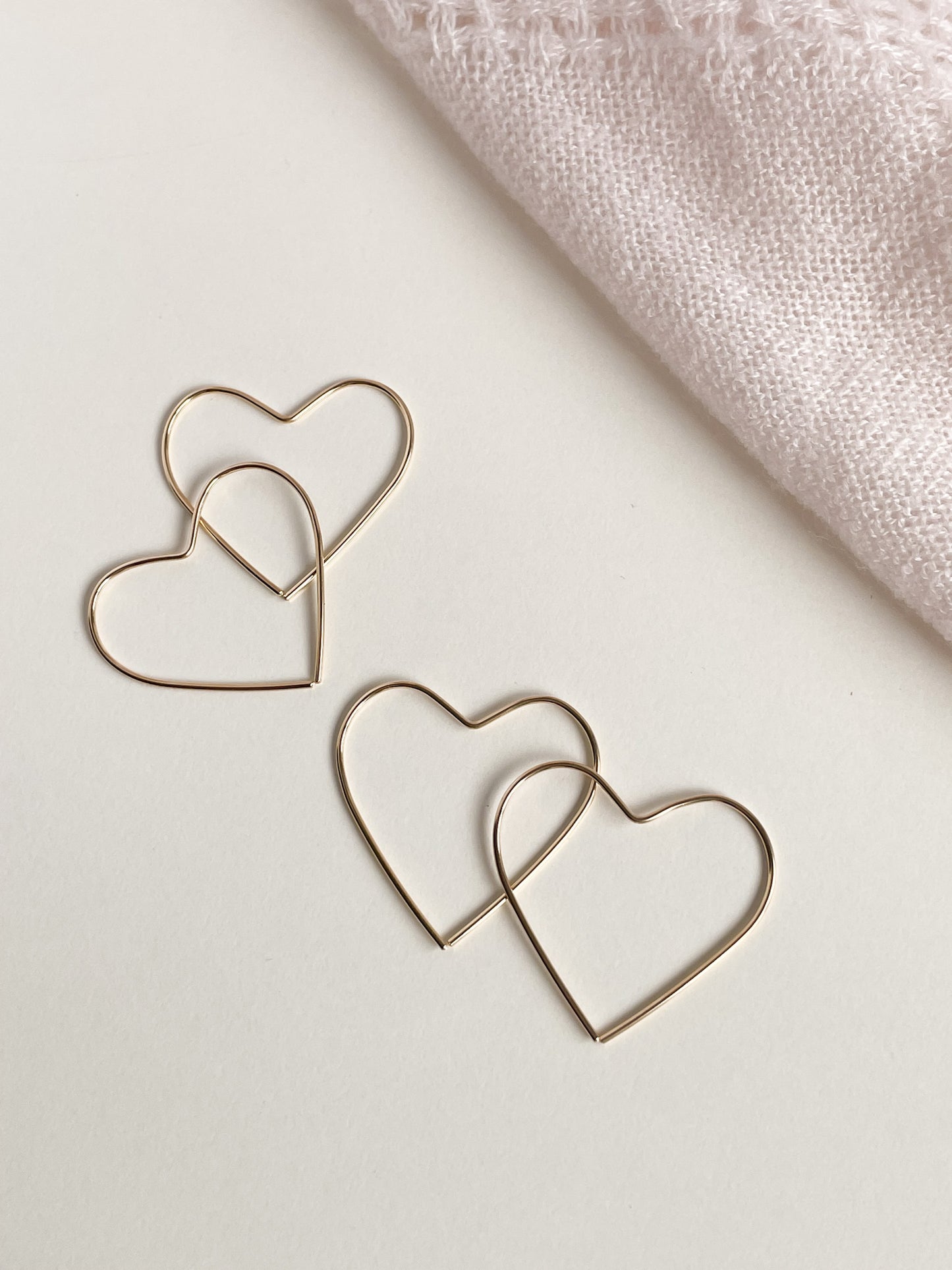HEART THREADER EARRINGS