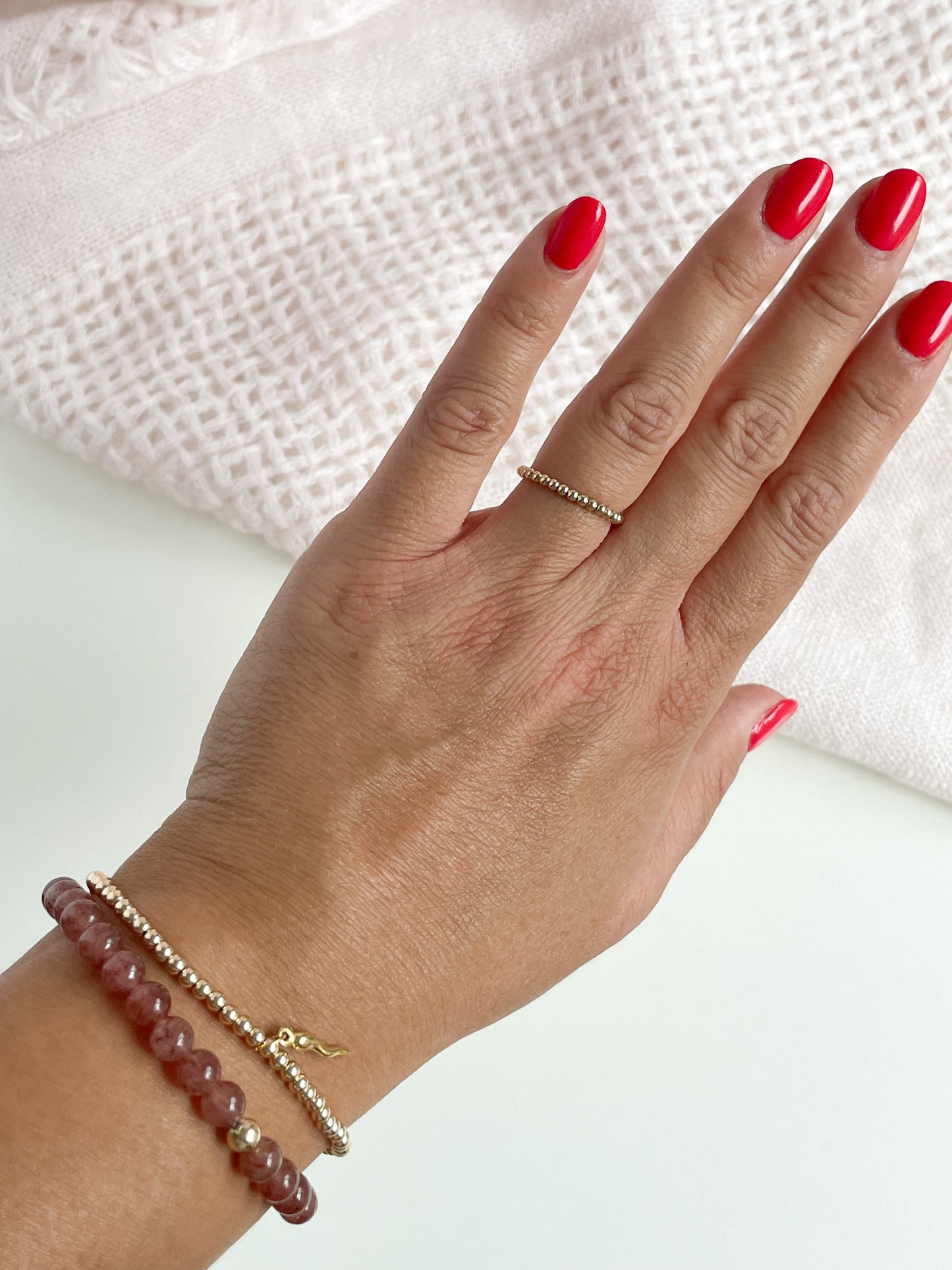 BEADED RING - STERLING SILVER