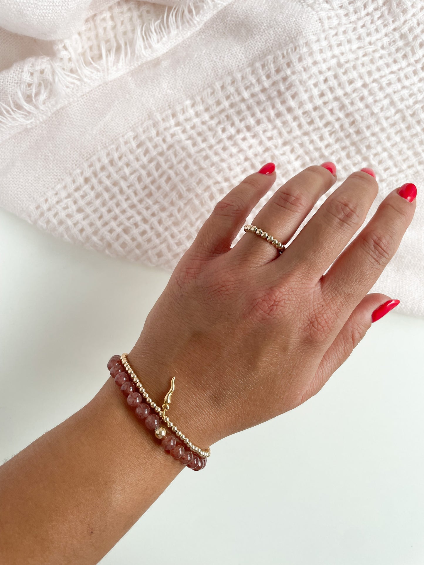 BEADED RING - STERLING SILVER