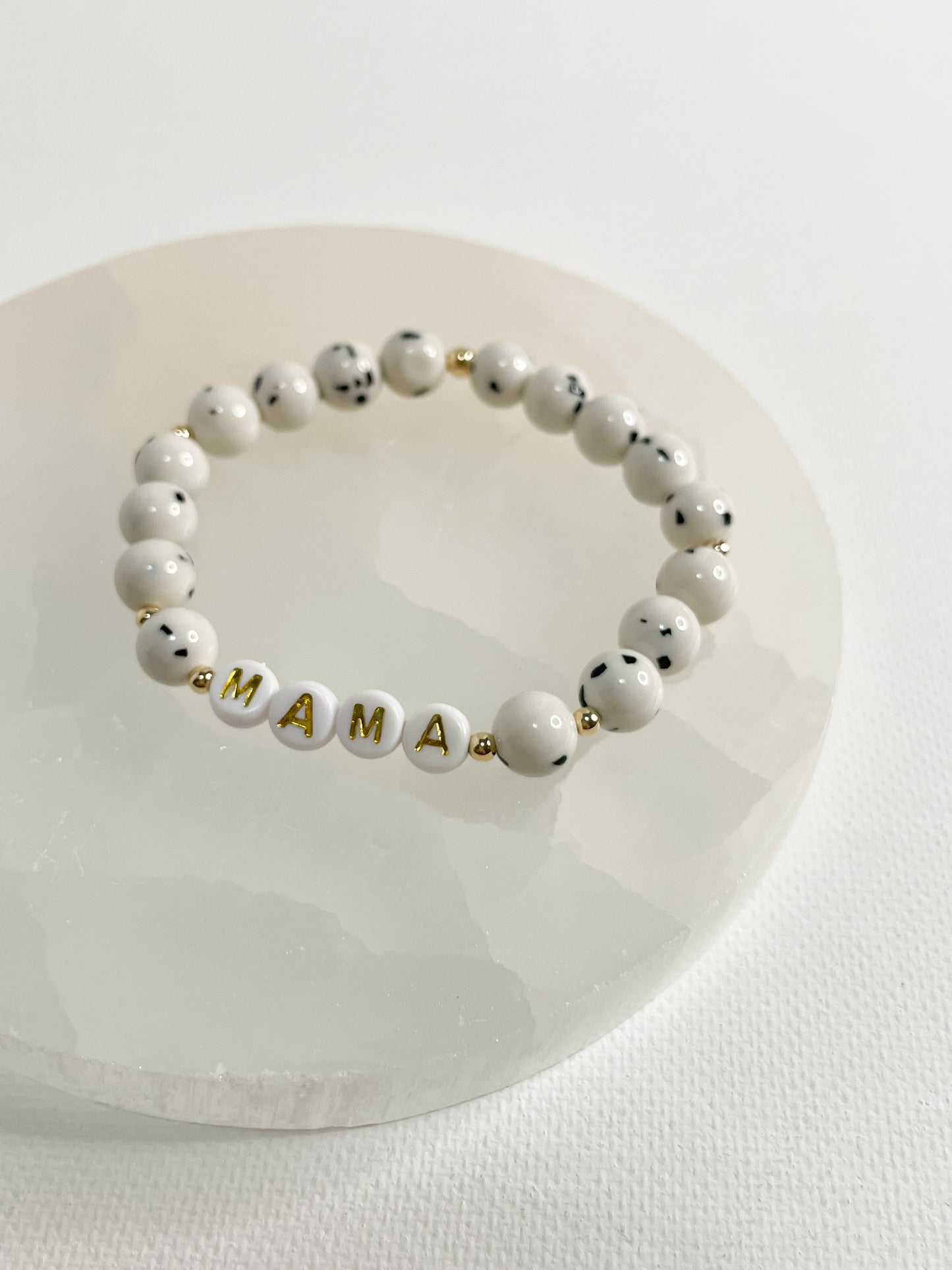 PERSONALIZE YOUR OWN BRACELET - DALMATIAN JADE 8MM
