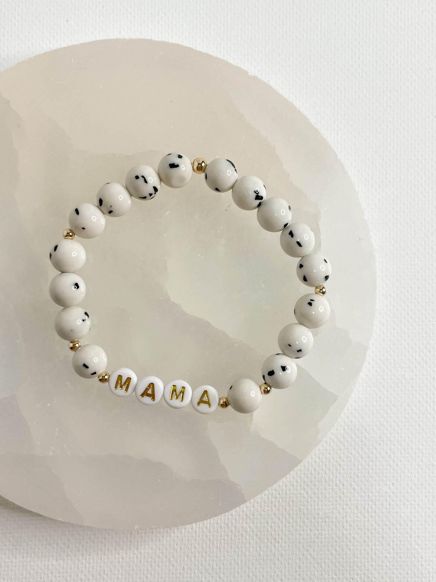 PERSONALIZE YOUR OWN BRACELET - DALMATIAN JADE 8MM