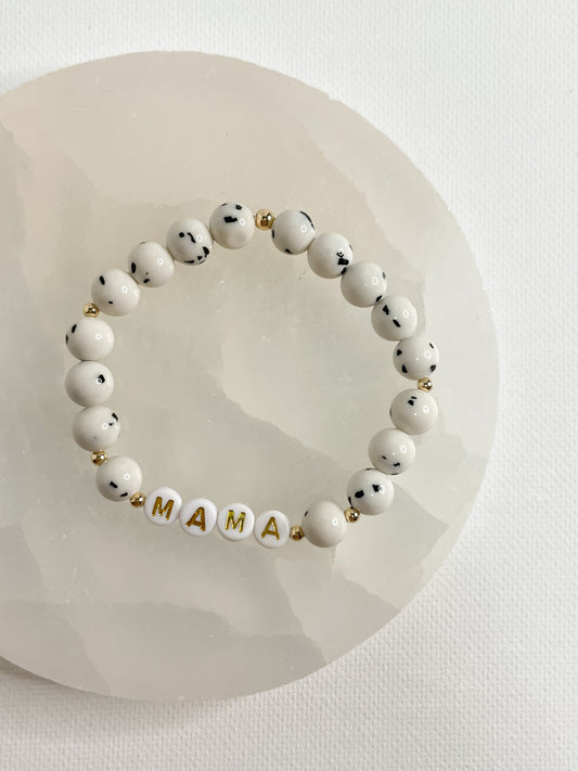 PERSONALIZE YOUR OWN BRACELET - DALMATIAN JADE 8MM