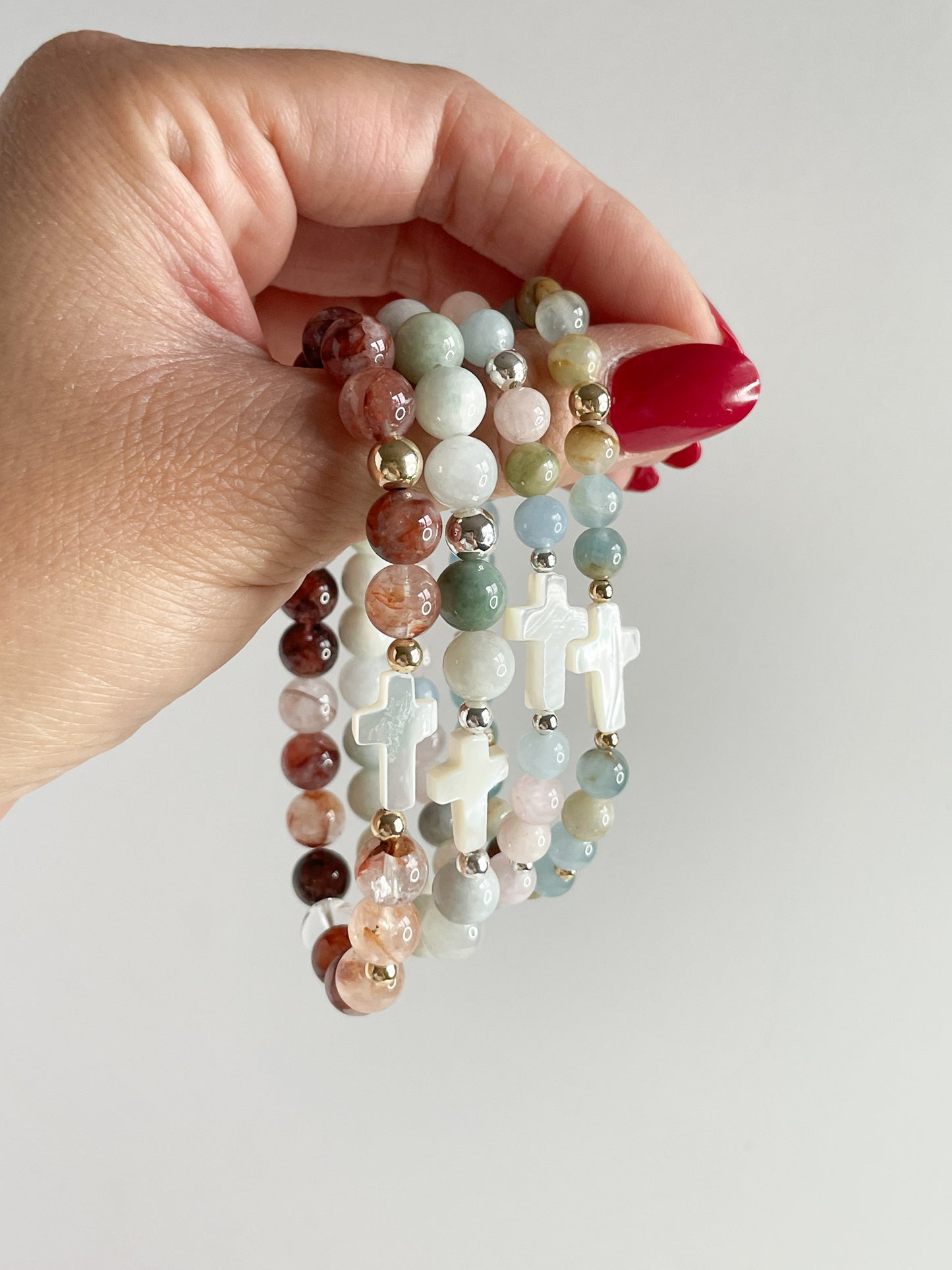 CROCIFISSO BRACELET - FIRE QUARTZ 8MM