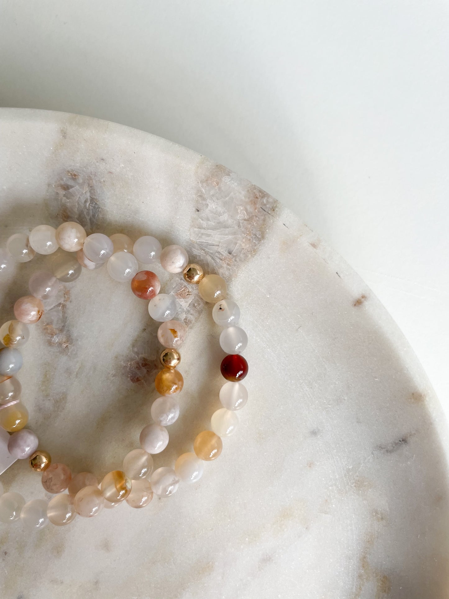 READY TO SHIP/PICKUP - DUO BRACELET - FLOWER AGATE, 6MM