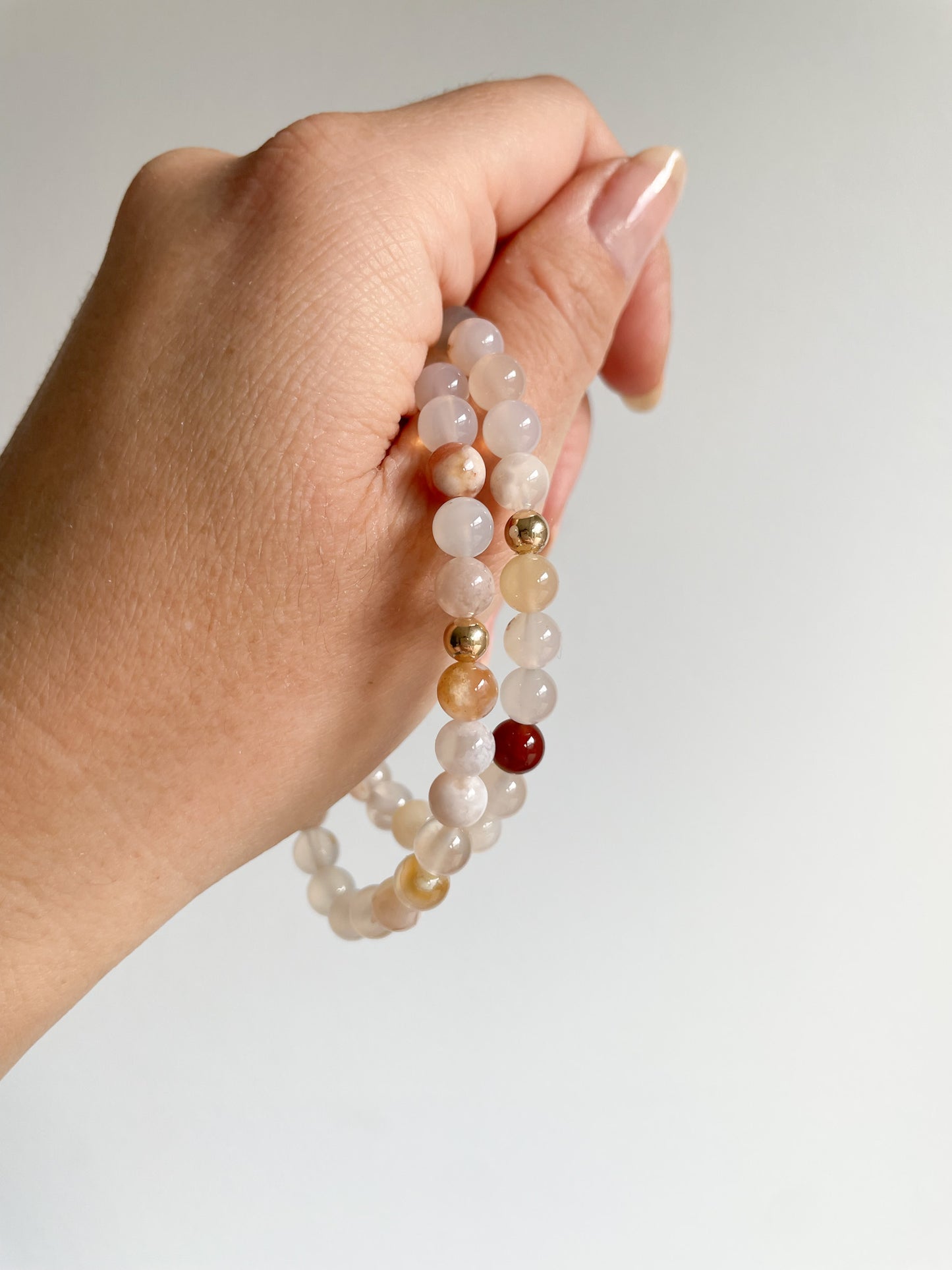 READY TO SHIP/PICKUP - DUO BRACELET - FLOWER AGATE, 6MM