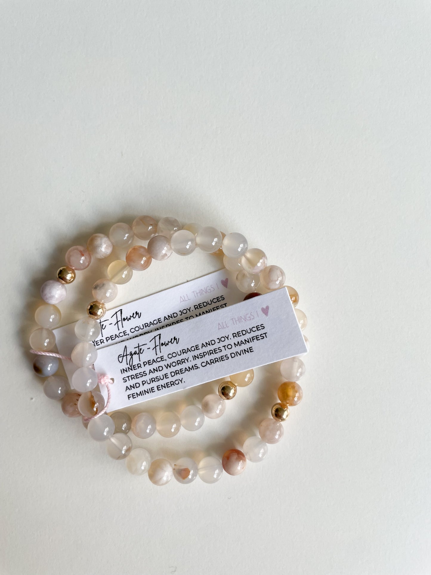 READY TO SHIP/PICKUP - DUO BRACELET - FLOWER AGATE, 6MM