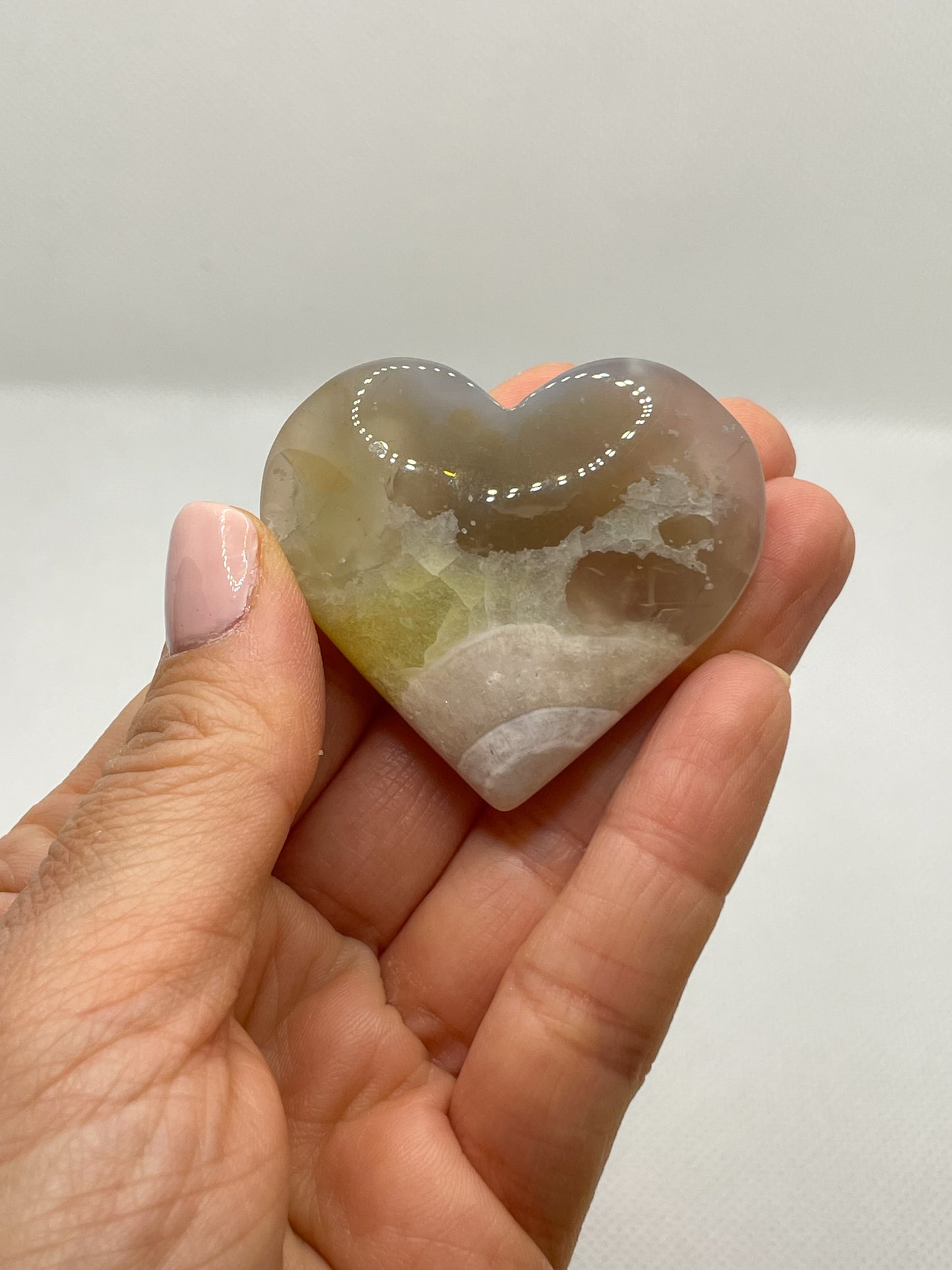 GEMSTONE HEART - GREEN FLOWER AGATE