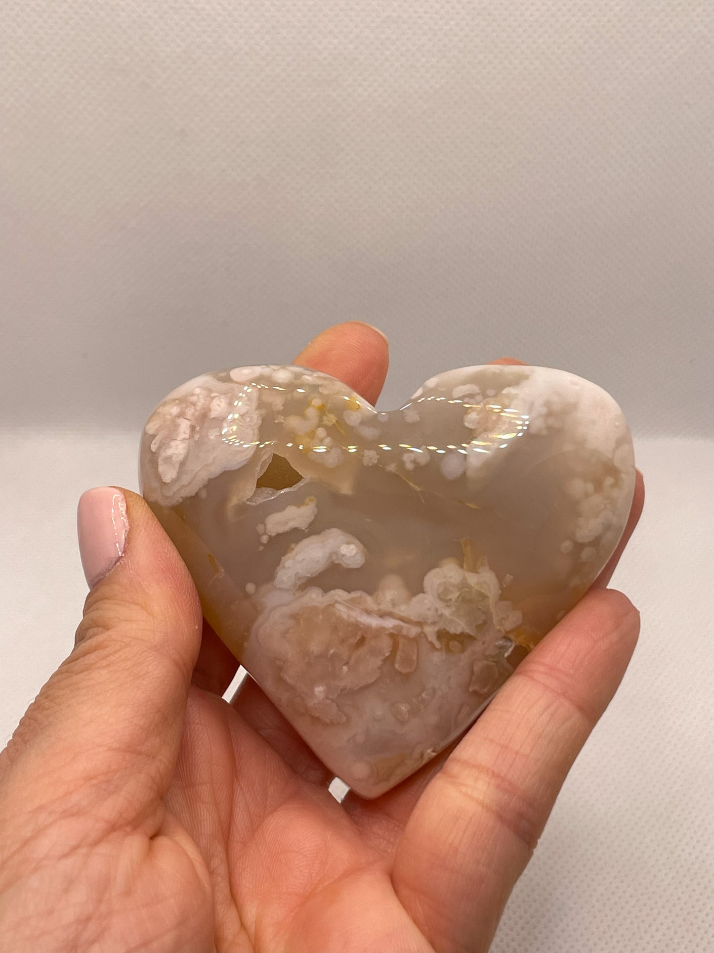 GEMSTONE HEART - FLOWER AGATE