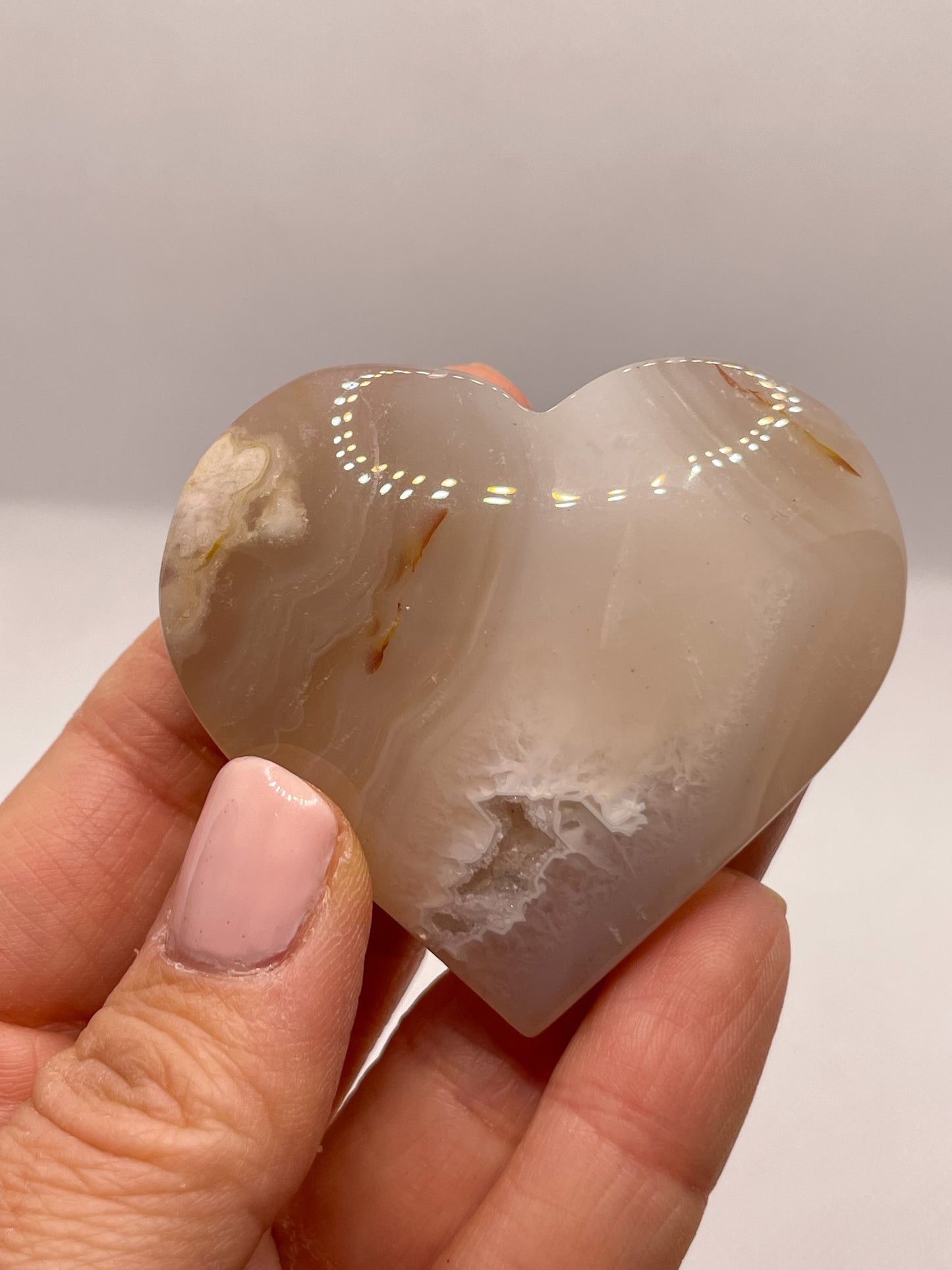 GEMSTONE HEART - FLOWER AGATE
