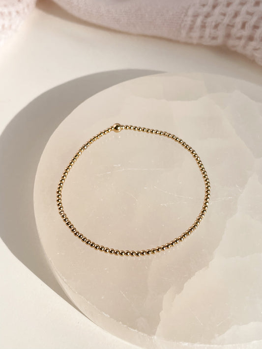 2MM 14K GOLD FILLED BEADED BRACELET