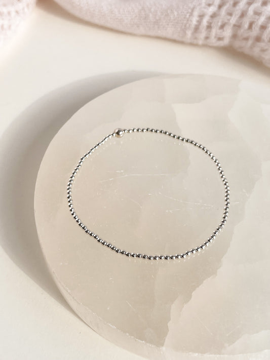 2MM STERLING SILVER BEADED BRACELET