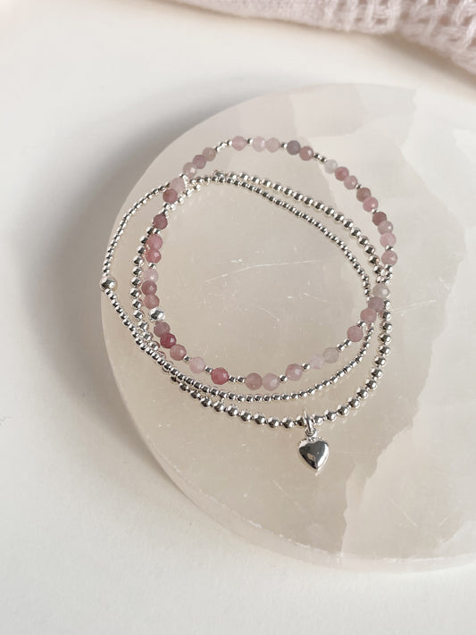 MINI SCINTILLA BRACELET - MAUVE ROSE QUARTZ 3MM