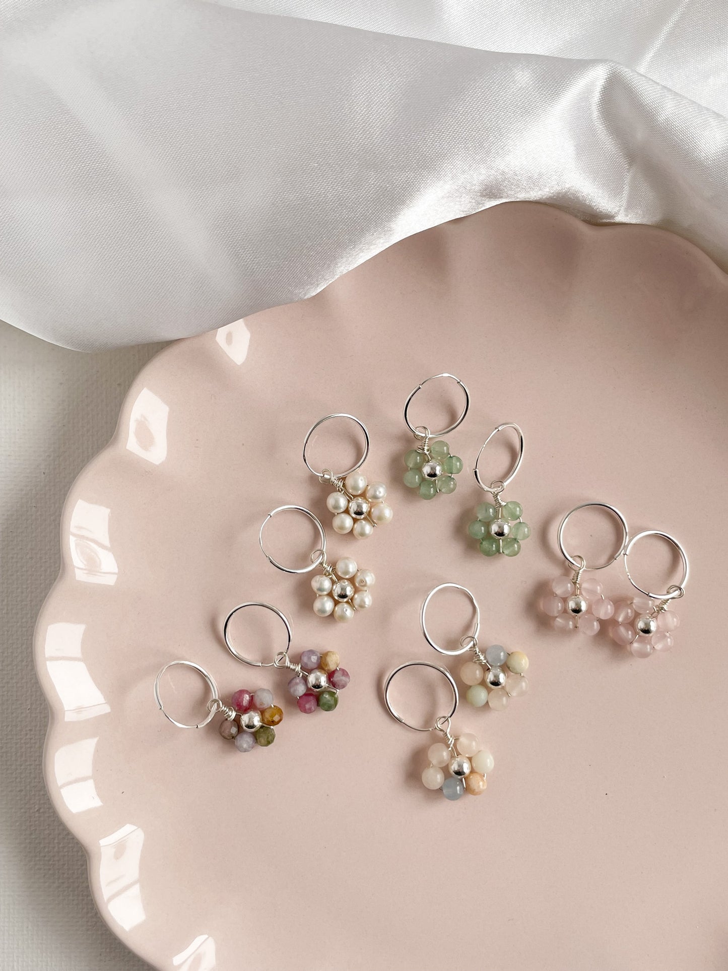 HAPPY DAISY HOOPS - STERLING SILVER