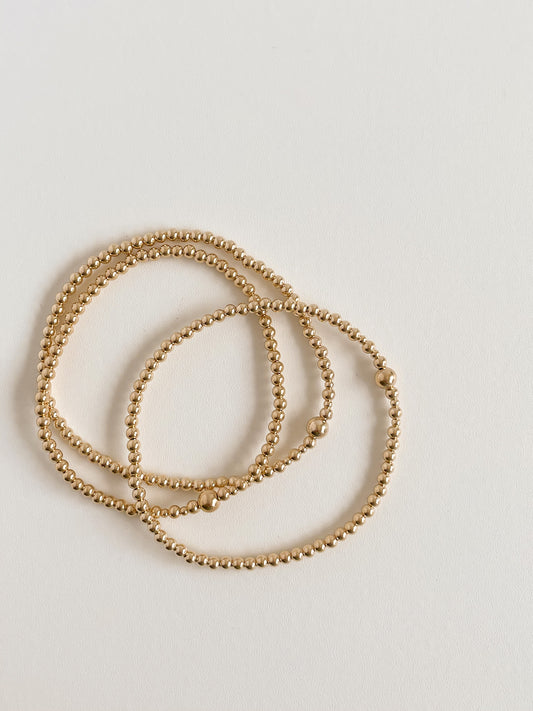 3MM 14K GOLD FILLED BEADED BRACELET