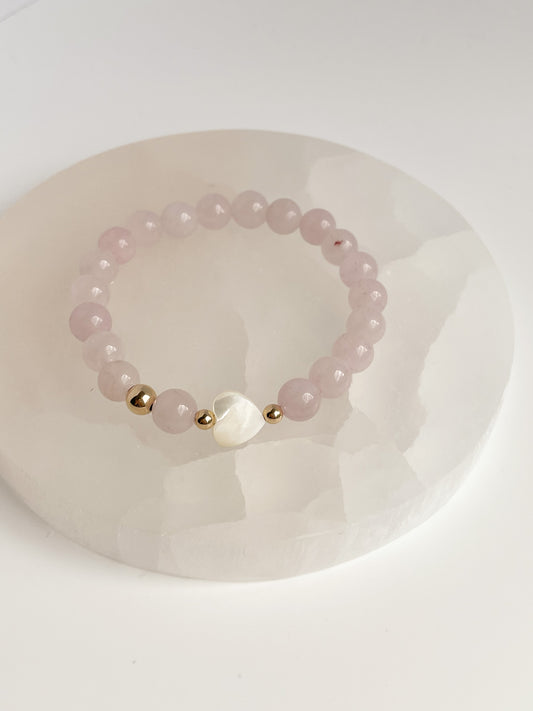 SWEET HEART BRACELET - ROSE QUARTZ, 8MM