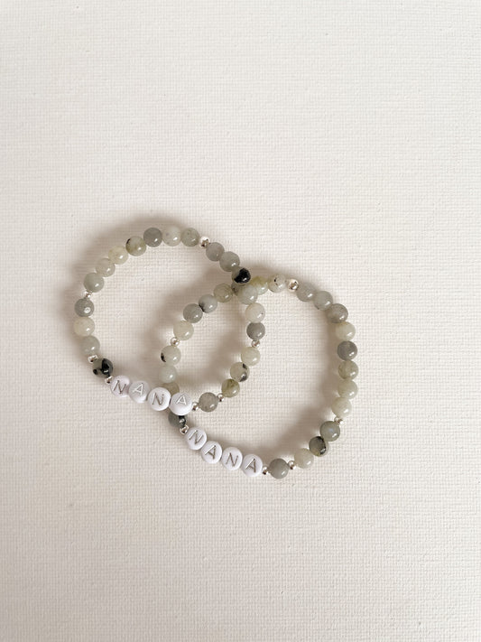 LETTER BEAD BRACELET - LABRADORITE 6MM