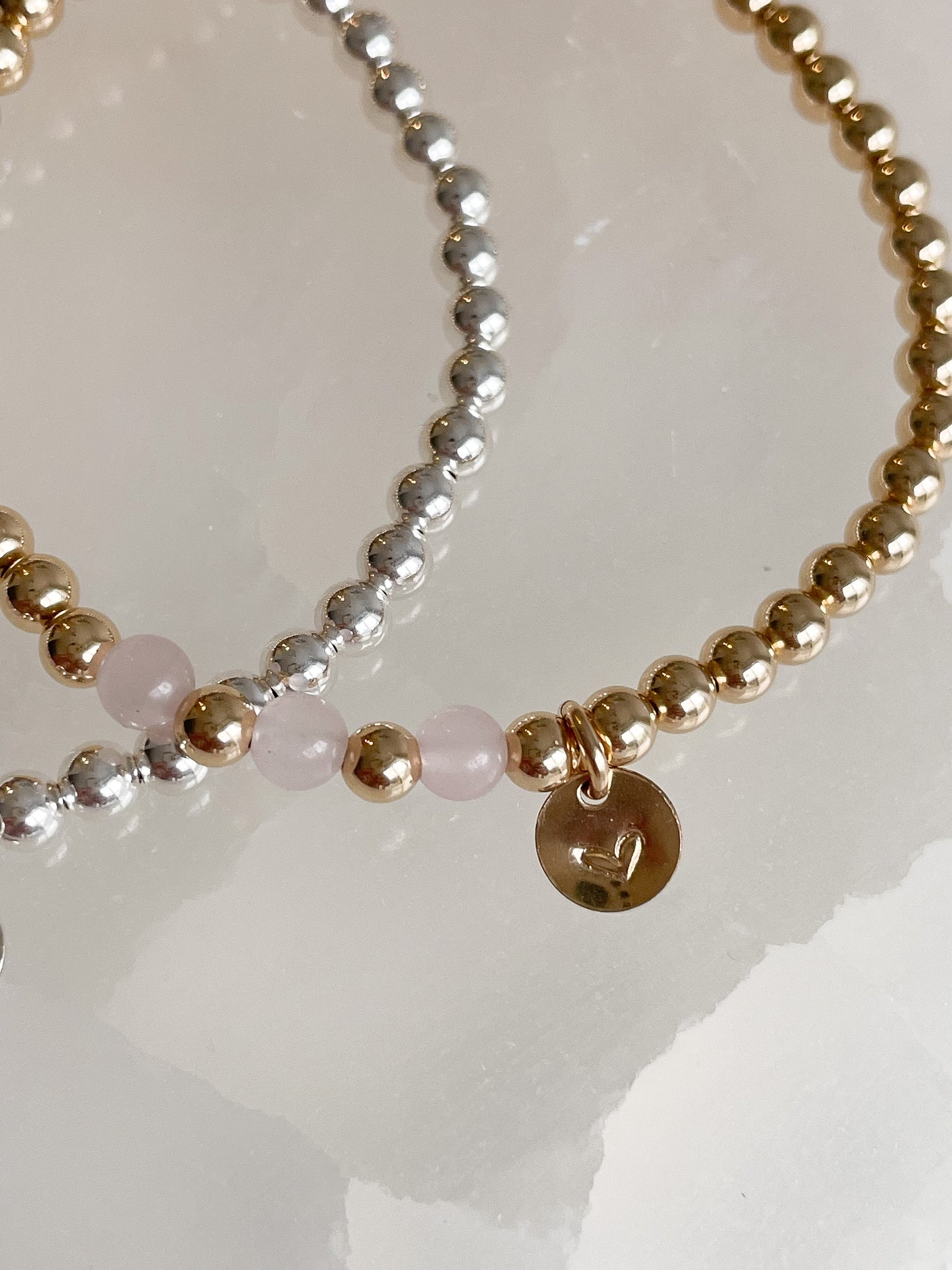 HAND STAMPED HEART CHARM BRACELET