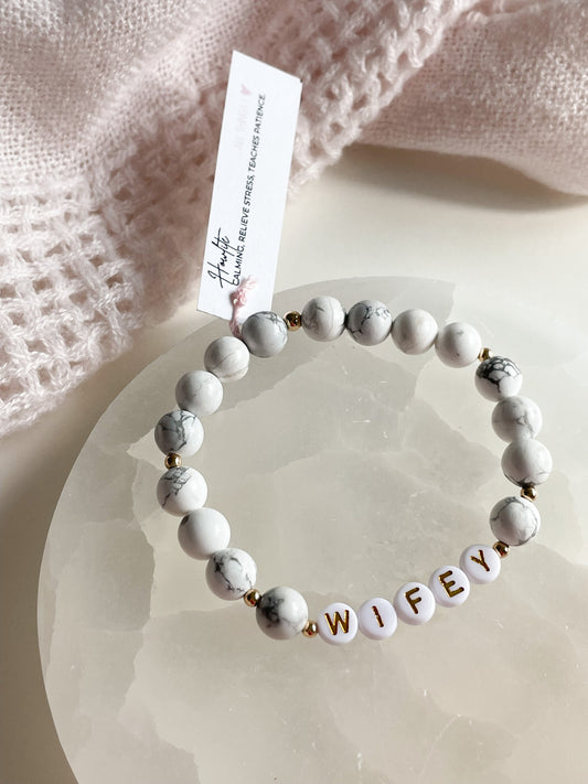 LETTER BEAD BRACELET - HOWLITE 8MM